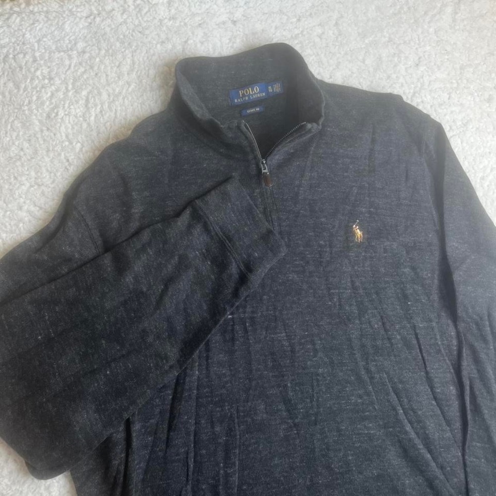 Polo Ralph Lauren men's grey quarter zip sweater estate rib 1/4 xl